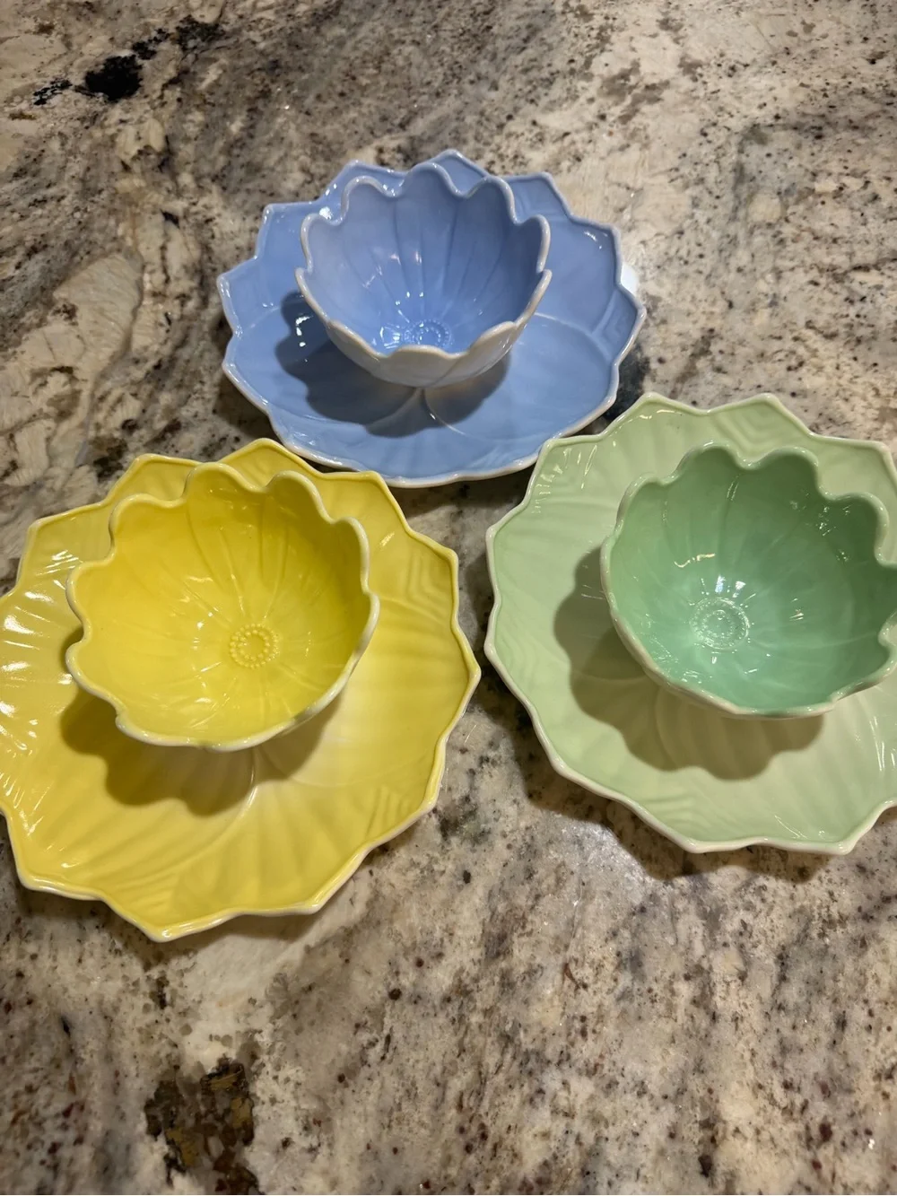 Pastel Flower Plates & Bowls Set of 10, Floral Petal Dinnerware, Cottagecore